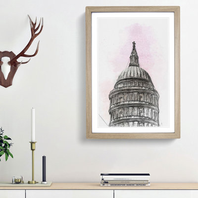 St. Paul's Cathedral Sketch in Abstract - Picture Frame Drawing Print