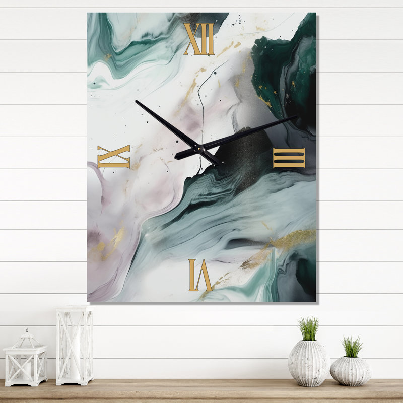 Jaleek - Horloge murale abstraite en marbre, H 28 po x l 12 po x P 1 po
