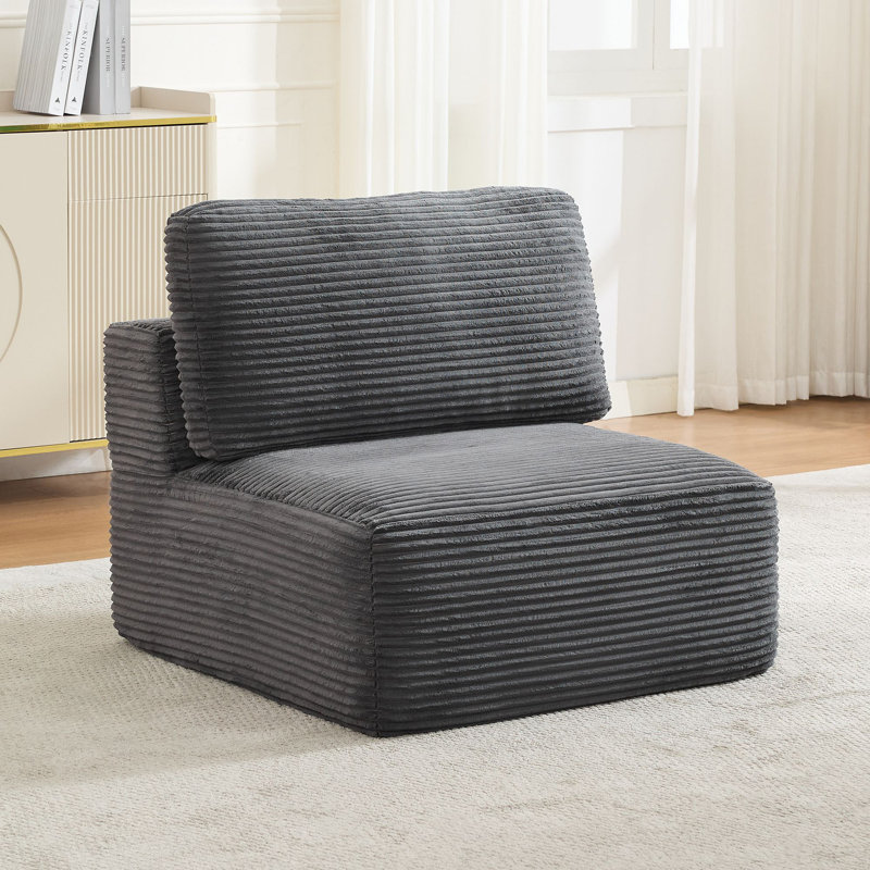 Fauteuil d'appoint en velours côtelé Acuna, Gris ardoise