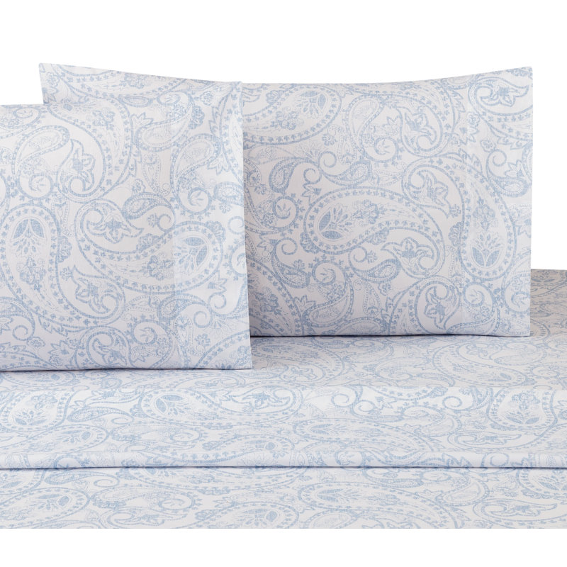 100% Cotton Percale Paisley Sheet Set, Full