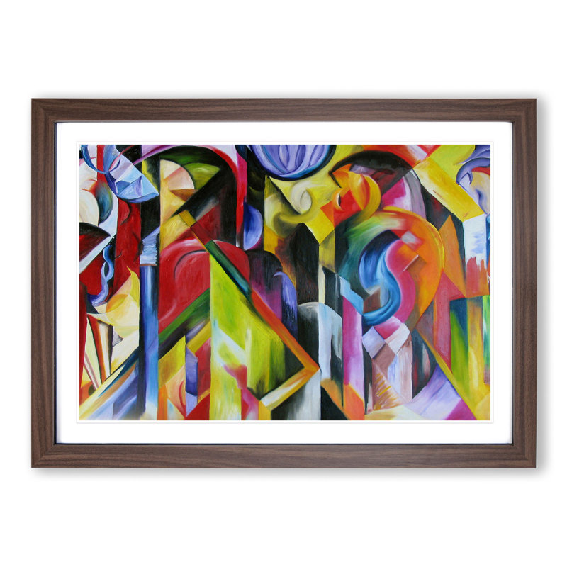 Stables by Franz Marc - Picture Frame Painting, Walnut, 36cm H x 48cm W x 2cm D