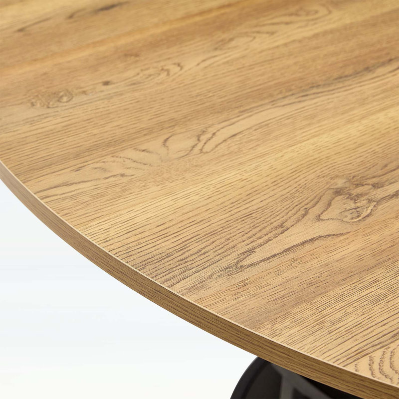 Table de salle à manger moderne avec rangement double couche, Wood+Black