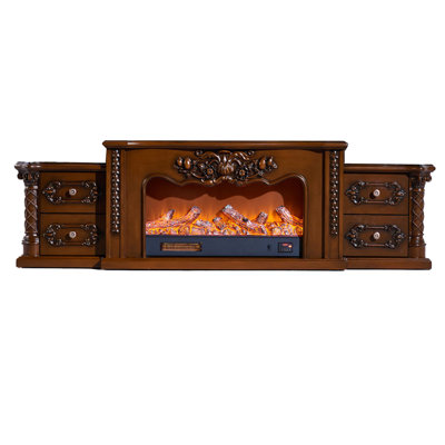 European-style solid wood carved and gilded fireplace