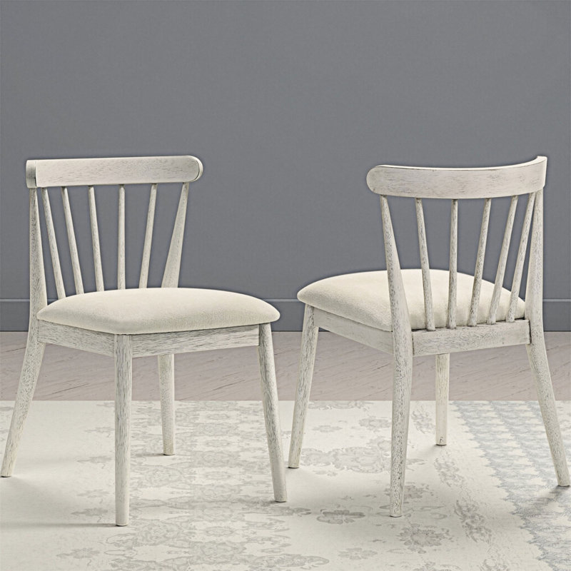 Ensemble de 2 chaises en bois massif, Blanc