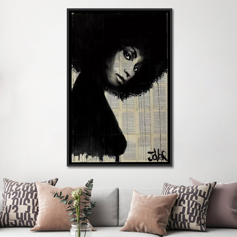 « celistine », reproduction sur toile, H 26 po x l 18 po x P 1,5 po, Toile encadrée noire, Pas de tapis