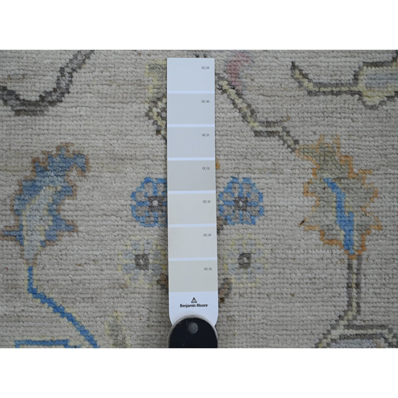 Tapis de couloir blanc en laine noué à la main 3 pi x 10 pi 1 po Angora Oushak Vines 474CC78B05C54DC484BF9B436A3D808A