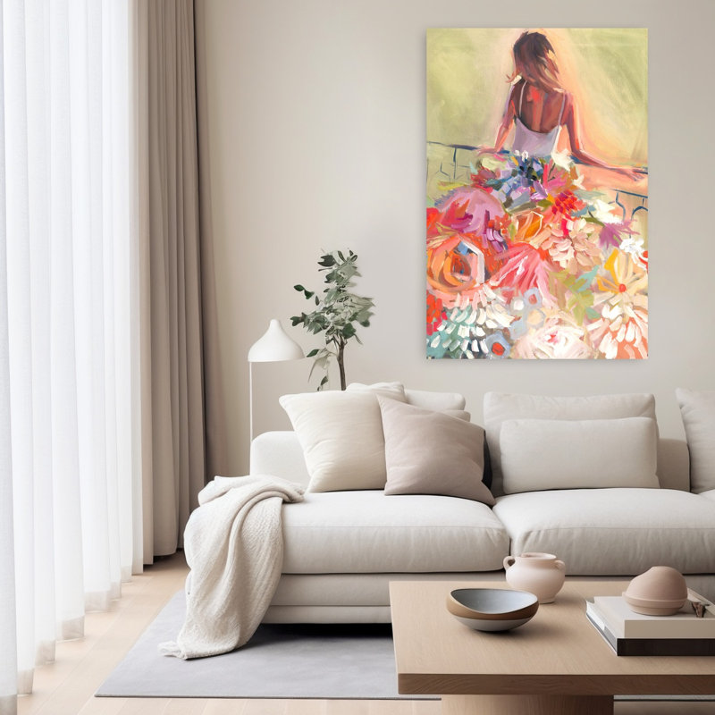 Flower Dress Modern Contemporary Flower Wall Art Print, 152.4cm H x 101.6cm W