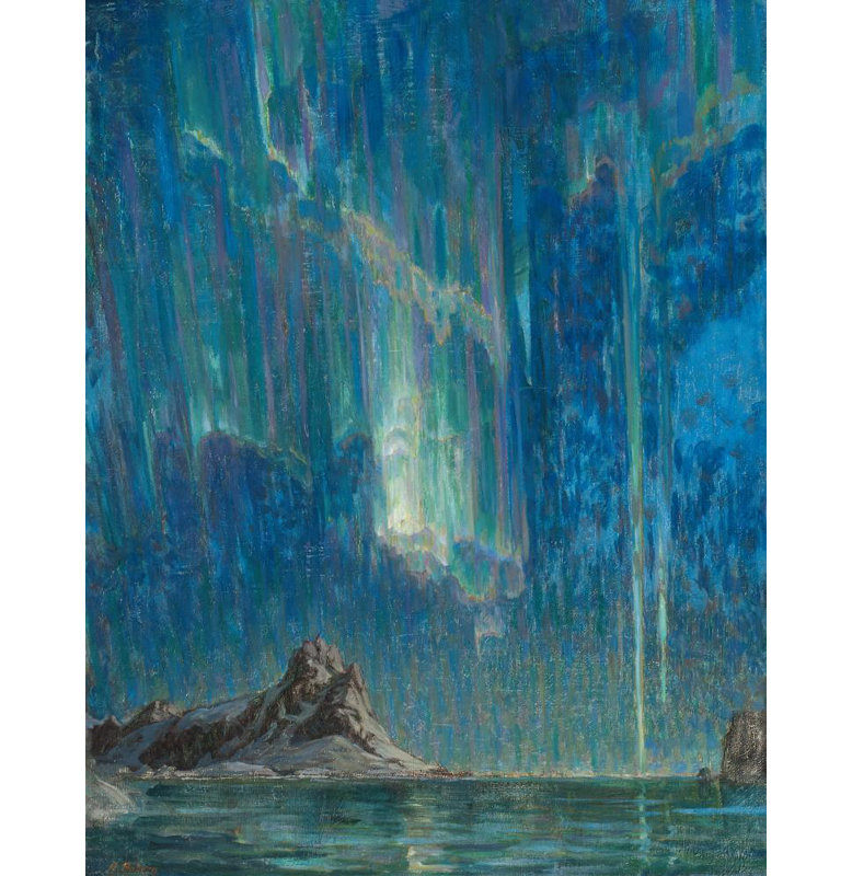 «Northern Lights. Study from North Norvège» par Anna Boberg - Art mural sur toile tendue avec châssis, H 18 po x l 14 po