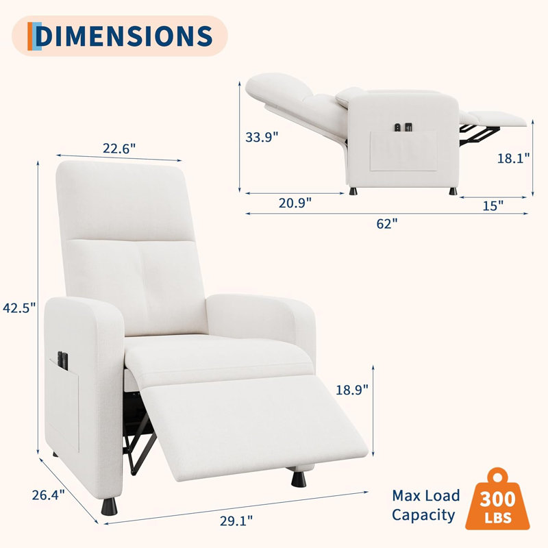 Upholstered Armchair, White