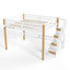 Lit mezzanine en bois avec tablettes, escaliers de rangement et crochets à manteaux.-135894173-133705248