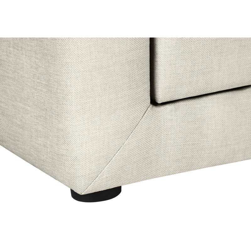 Table de chevet rembourrée beige pour chambre à coucher - Solution de rangement pratique transitionnelle avec tissu et deux tiroirs