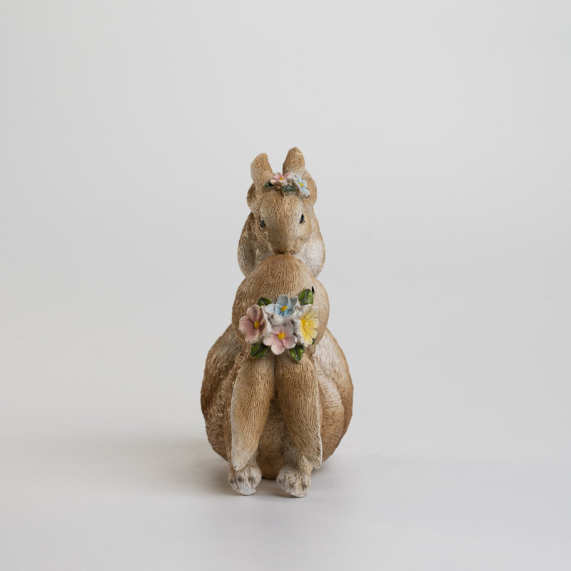 Figurine douce mère et bébé lapin