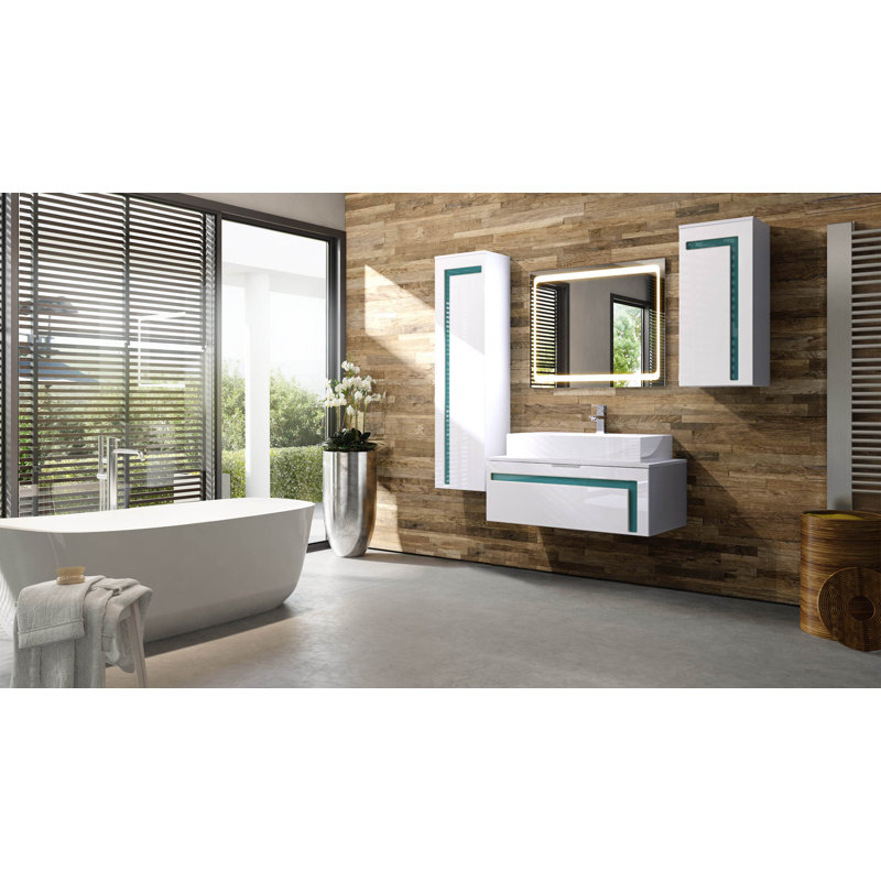 Kerner Bathroom Furniture Suite, Without sink and fittings, No, White 