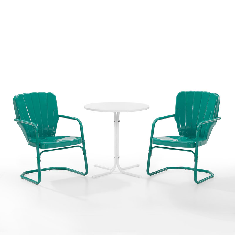 Landyn 2 - Person Patio Dining Set with Round Table, Turquoise
