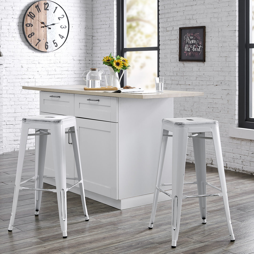 Kendraya Rustic Country Metal Bar & Counter Stool (Set of 2) 17 Stories 