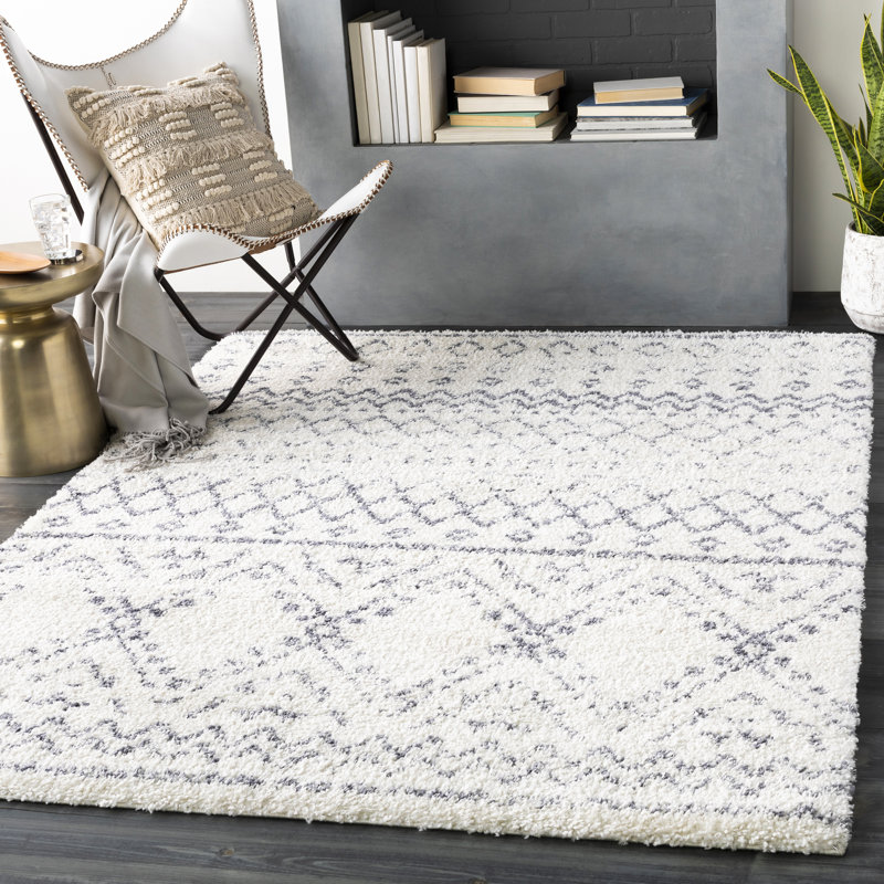 Tapis blanc / gris Shiloh, Rectangle 5 pi 3 po x 7 pi 3 po