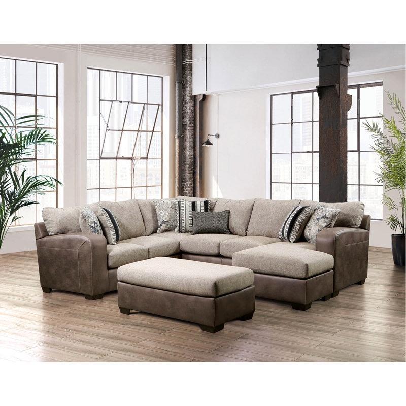 Revêtement contemporain brun et bicolore, pieds fuselés en plastique, assise en microfibre, matériaux de style haut de 17 pouces, l 38 po x H 17 po
