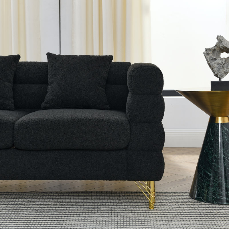 Ensemble de canapé rembourré avec coussins et pieds en métal Harry Teddy, Noir, noir, noir, noir