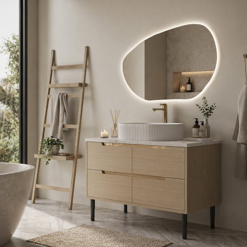 Meuble-lavabo de 36 pouces, autoportant ou mural avec lavabo intégré en céramique et tiroirs à fermeture en douceur