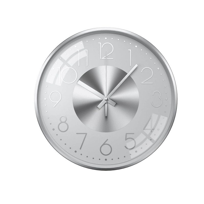 Aluminium Wall Clock, Silver White Number