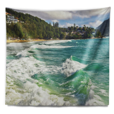 Tapisserie d’eau de plage tropicale exotique