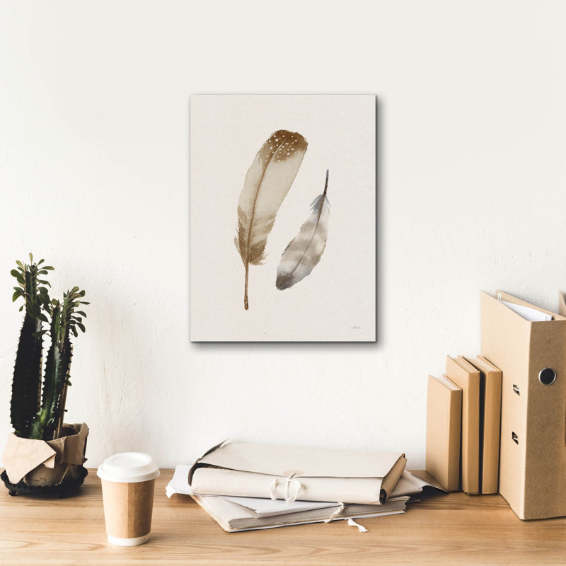 «Falling Feathers 3» par Katrina Pete, art mural sur toile, H 16 po x l 12 po x P 0,75 po