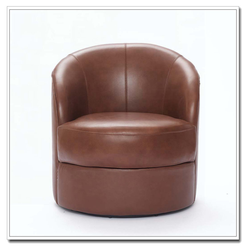 Fauteuil d'appoint pivotant en cuir, Brun