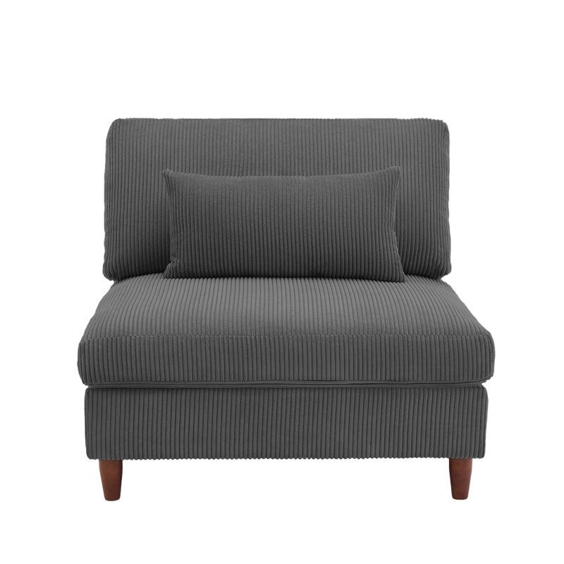 Mordecai 95Cm Wide Corner Wedge, Grey Corduroy