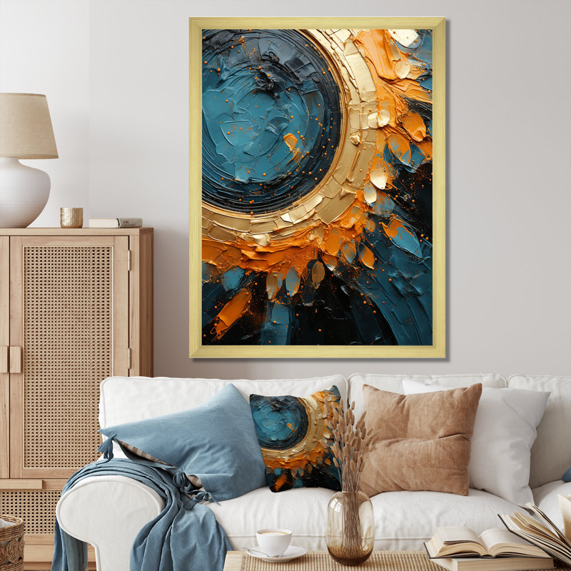 Desert Mirage Vortex III sur toile, Cadre doré simple, H 20 po x l 12 po x P 1 po