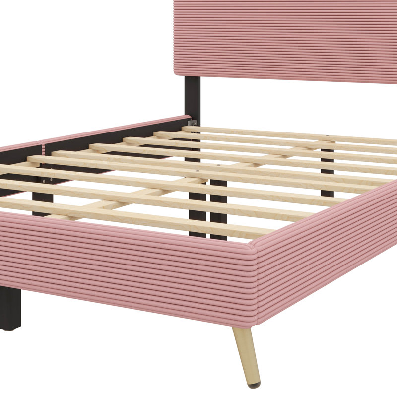 Menlo Upholstered Platform Bed,Bed Frame, Pink