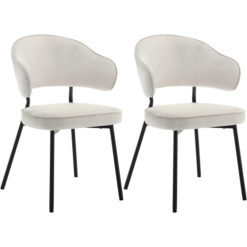 Ludvik 48cm H Velvet Upholstered Upholstered Back Armchair, Cream, 2