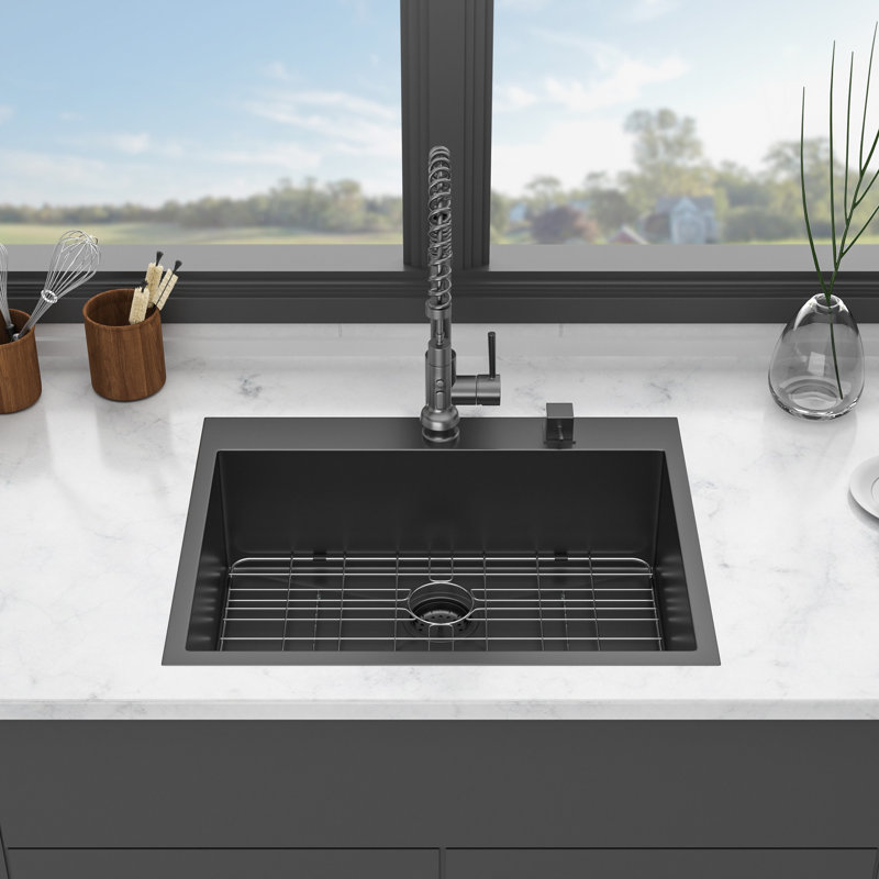 Évier de cuisine encastré noir Gunmetal