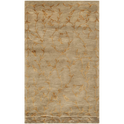 Echevarria Tibetan Hand Knotted Silk & Wool Pile Floral Rug