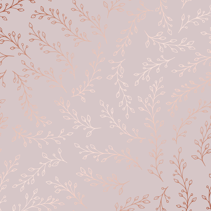 Rose Gold. Vector Pattern With Branches - Wrapped Canvas Print, 30cm H x 30cm W x 3.8cm D