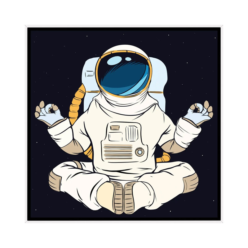 Astronaut And Meditation par - Toile tendue, H 12 po x l 12 po x P 1,5 po, Toile avec cadre blanc