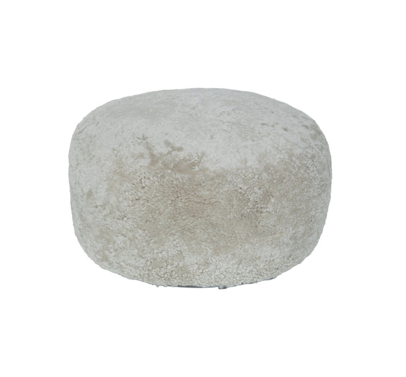  Shorn Curly Sheepskin Ottoman OATMEAL, Oatmeal