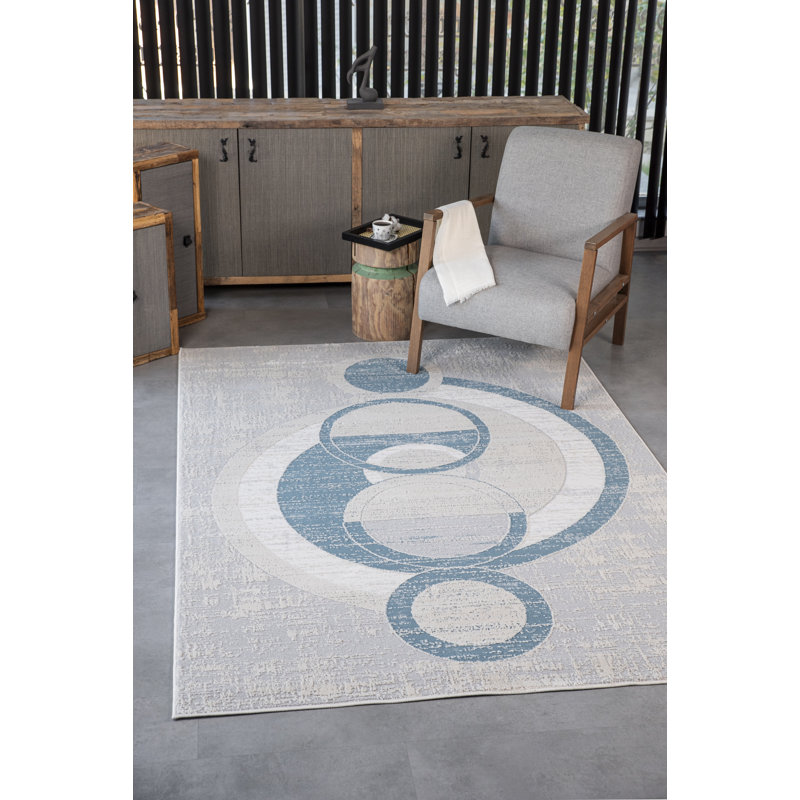 Tapis à motif géométrique transitionnel de la collection Odena, Rectangulaire 2 pi x 3 pi