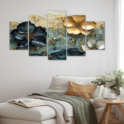 «Blue Canadian Wilderness Poppies Mosaic - Poppies», ensemble d'art sur toile