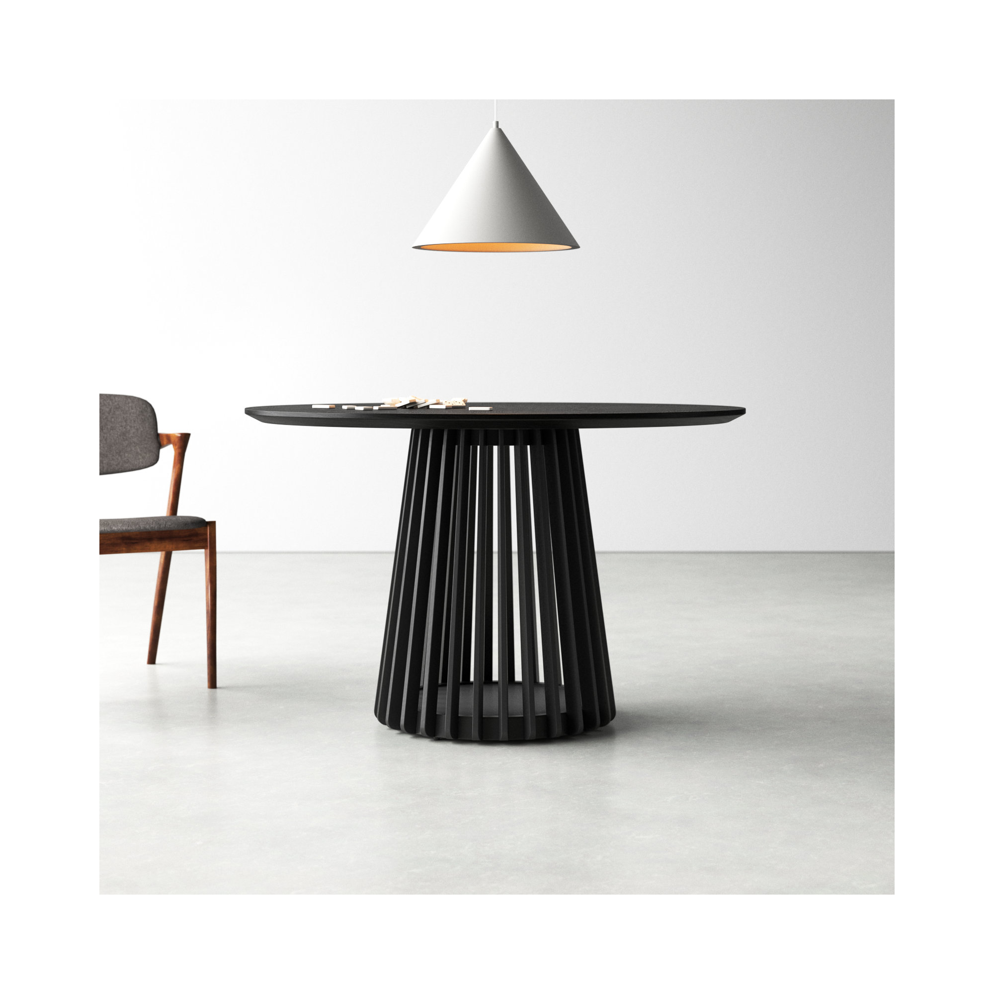 Burgal 47'' Round Dining Table, Black