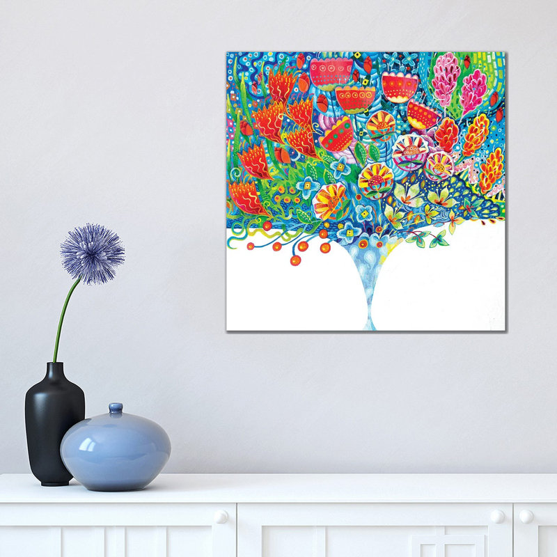 The Unfeasibly Narrow Vase by Imogen Skelley - Painting on Canvas, Wrapped Canvas, 45.72cm H x 45.72cm W x 1.9cm D