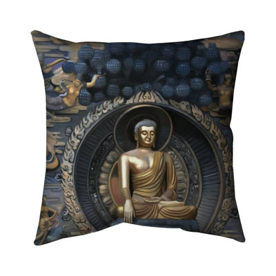 Grand buddha at lingshan scenic area in china - 18"x18" Throw pillow cover - Poly twill - Print on demand