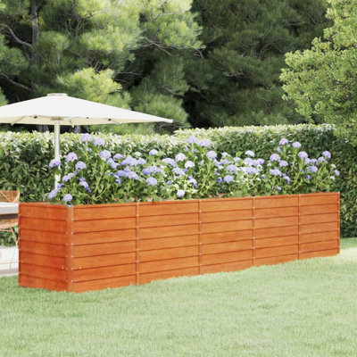 Lit surélevé de jardin Arlmont & Co. en acier Corten rouillé