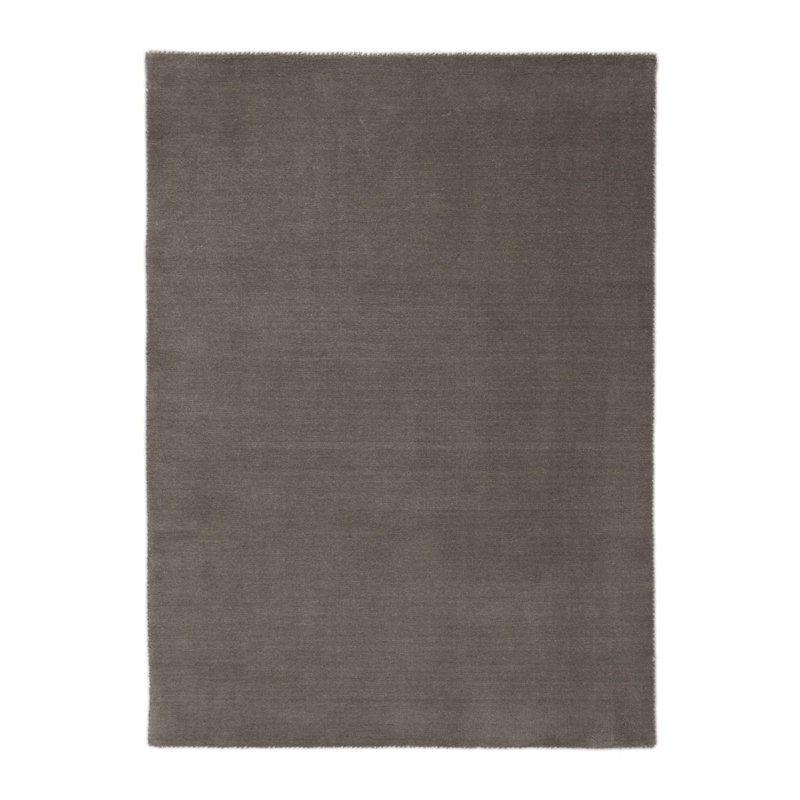 Solid Colour Wool Hand Woven Area Rug, in Grey, Rectangle 80 x 150cm