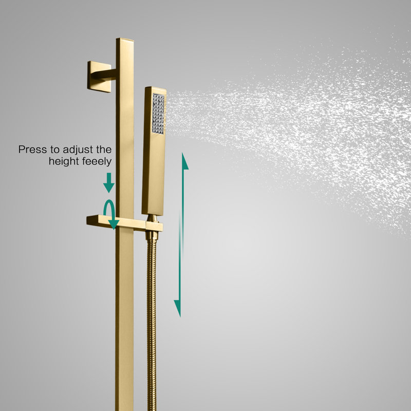 Thermostatic All-In-One Kit with Rough in-Valve, Brushed Gold