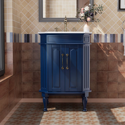 Meuble-lavabo 24 po avec comptoir en faux marbre et lavabo en céramique