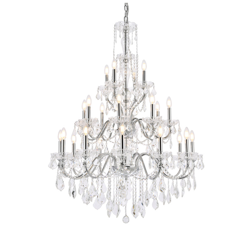 Dagmar 24 - Light Dimmable Tiered Chandelier, Chrome