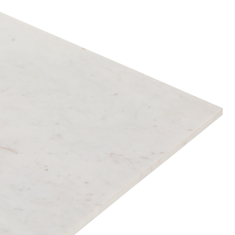 Terrell Marble Coffee Table, Polished White Marble