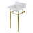 Kingston Brass Edwardian 19-Inch Carrara Marble Console Sink with Brass Legs (8-Inch, 3-Hole)