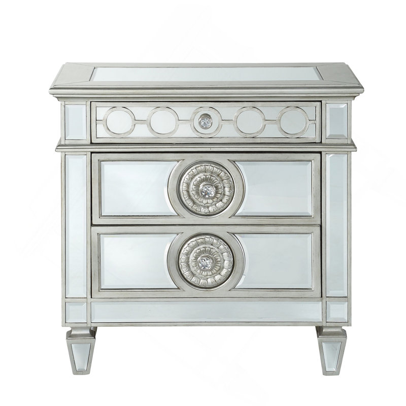 Table de chevet Glam Luxury, Argent argent