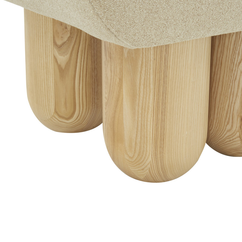 Repose-pieds carré large de 29,9 po Lydie, Tissu brun clair